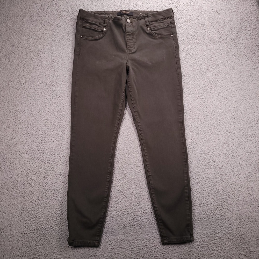 LIVERPOOL Jeans Womens Size 14/32 The Skinny Pull-On Green Faded Stretch Denim